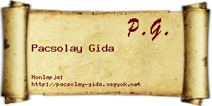 Pacsolay Gida névjegykártya